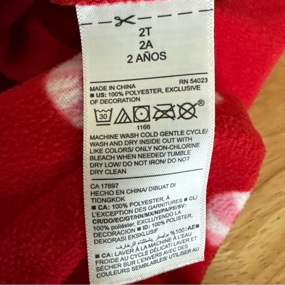 Old Navy Kids Candy Cane Print Performance Fleece Onepiece Unisex Size 2T - Picture 10 of 10